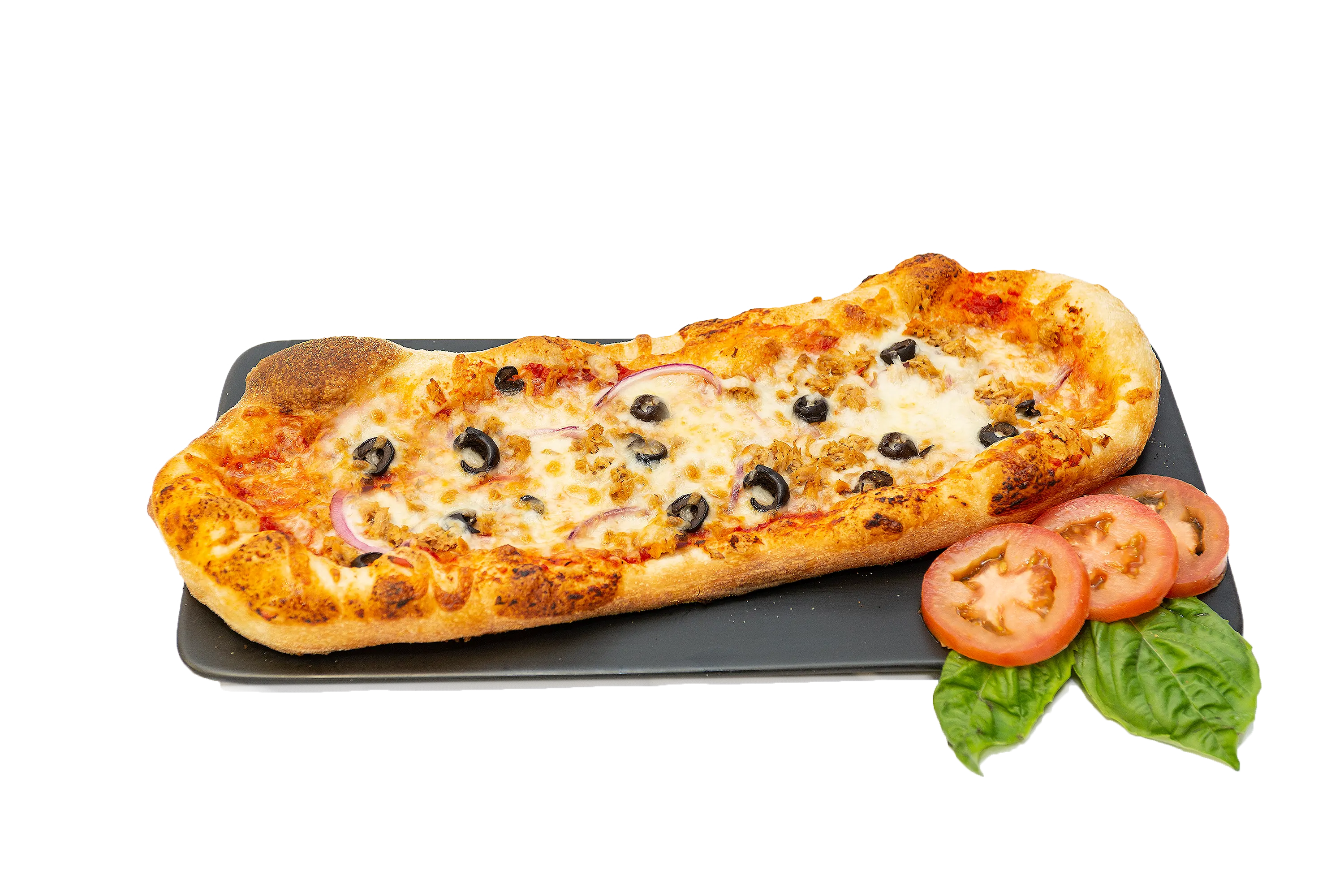 Tuna pizza near me — wood-fired tuna, onion and black olive pizza at Forni